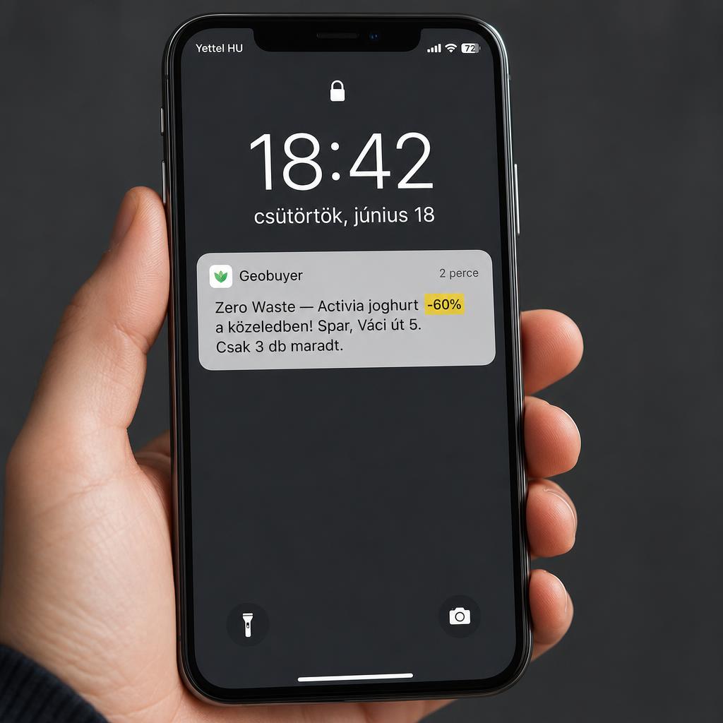 Push értesítés akciós áruról a vásárlónak
